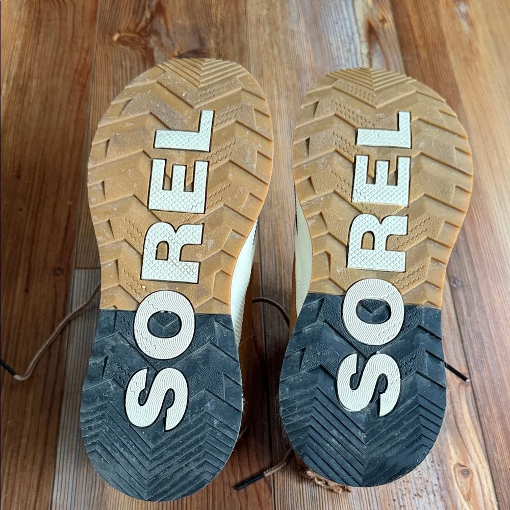 Sorel Woman’s Tan and Brown Waterproof Lace-Up Out and About Boots